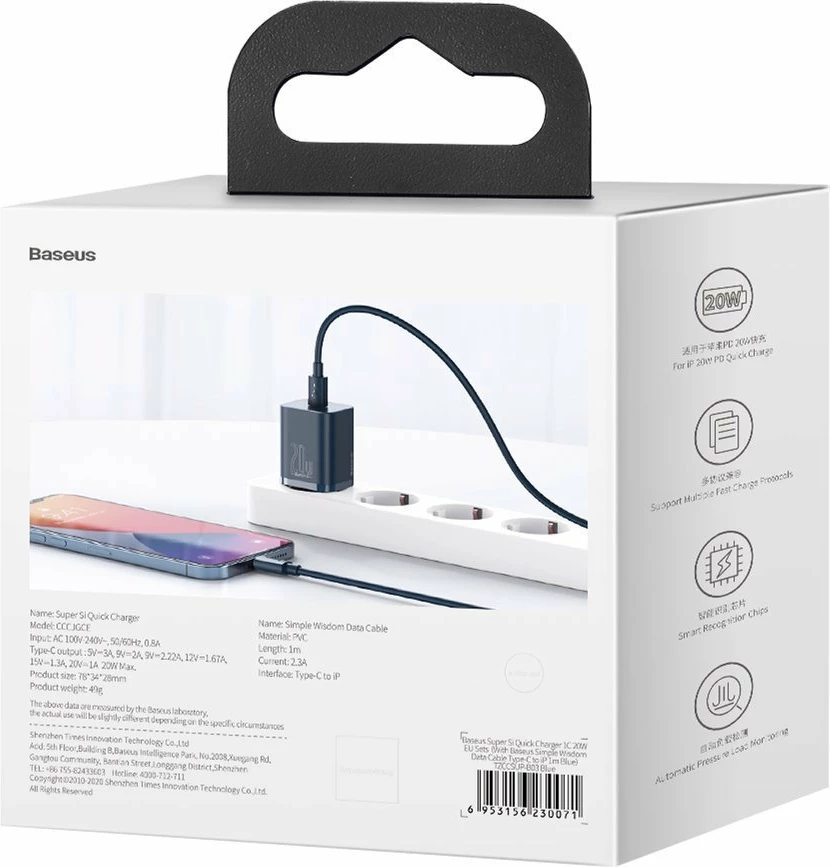 Karikues muri Baseus Super Si 1C, 20W, USB-C, Blu