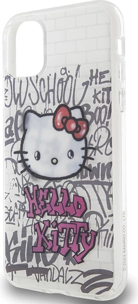 Mbështjellës Hello Kitty IML Kitty On Bricks Graffiti për iPhone 11/XR 6.1", TPU hardcase, i bardhë