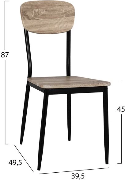 Tavolinë me karrige 5 pjesë FH10342 me sipërfaqe tavoline sonama dhe këmbë të zeza 110x70x75,5Y cm