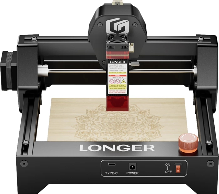 Gravues lazer Longer Ray5 mini 3.5W, zonë pune 130×140 mm, Wi‑Fi/USB, i zi, set aksesorësh