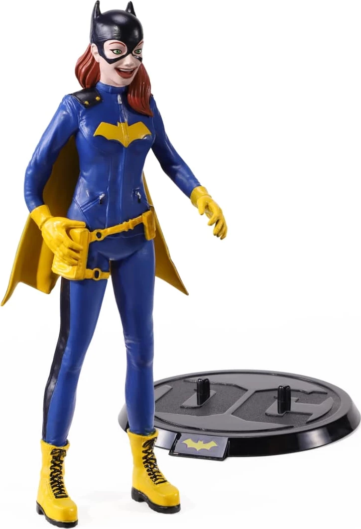 Figurinë Bendyfigs DC Batgirl (Comic) Noble Collection, 19 cm, blu/verdhe, me stand