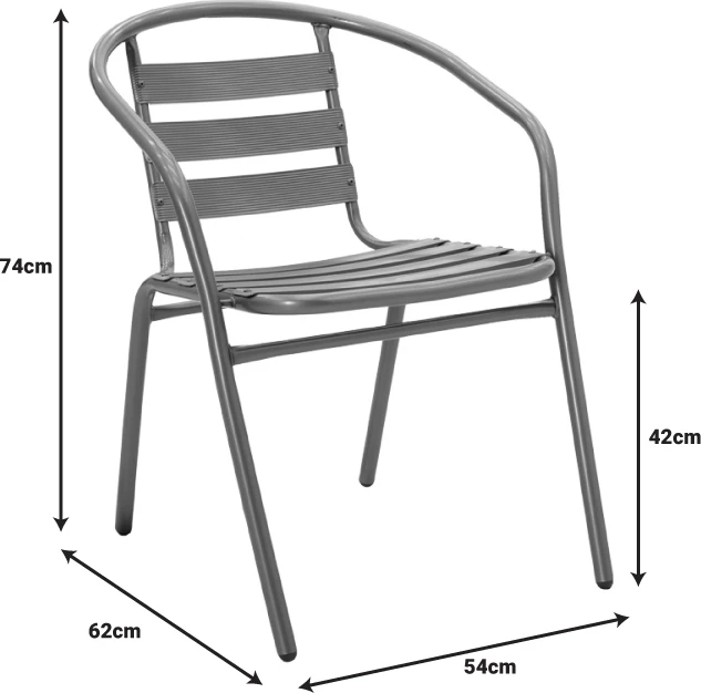 Tavolinë me karrige Watson-Tade set prej 3 pjesësh, metal-xham, Φ60x70cm