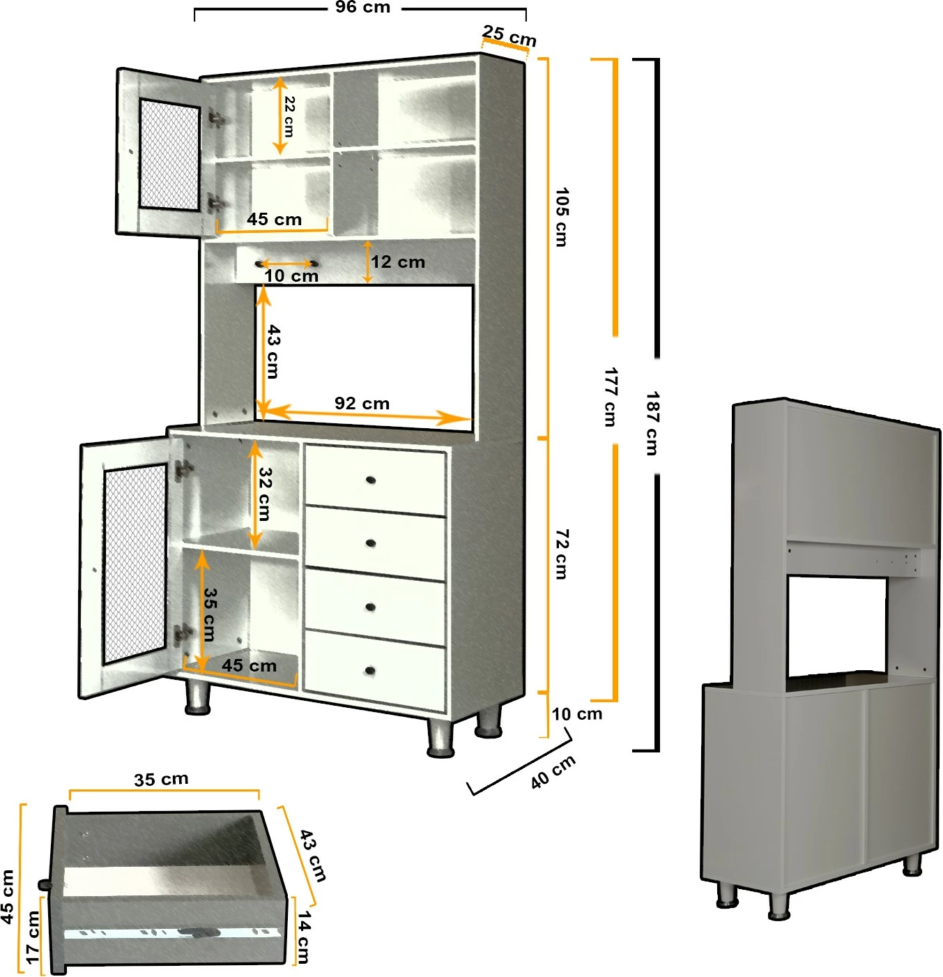 Dollap multifunksional, ngjyrë lisi kaukazian, Grano 96