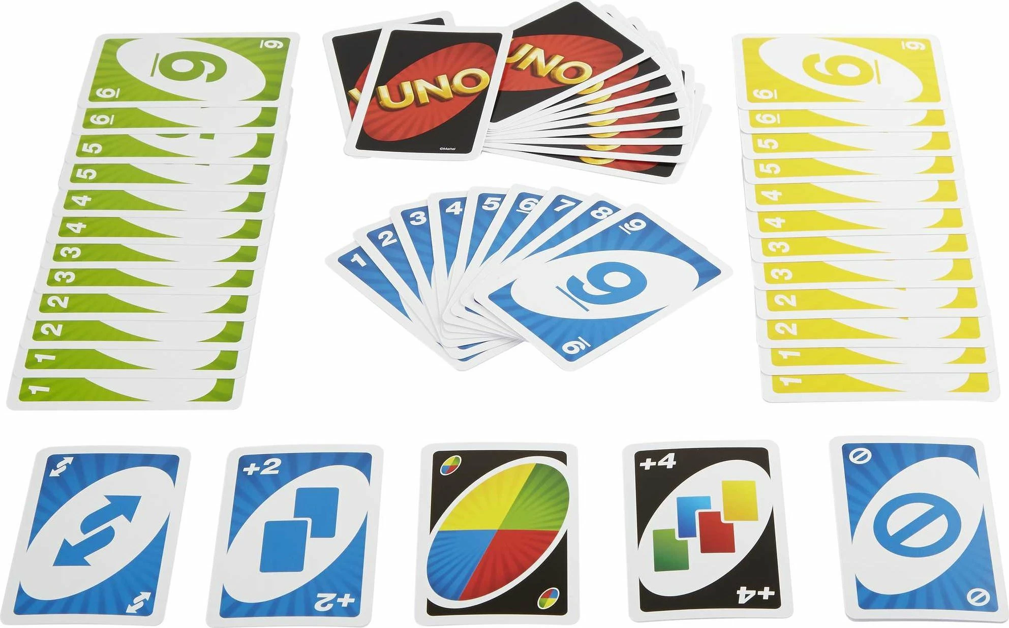 Lojë letrash Mattel UNO W2085, 108 letra, 2-10 lojtarë