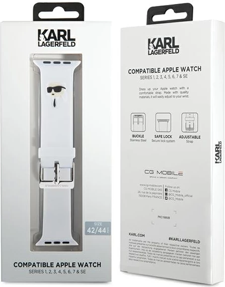 Rrip Apple Watch Karl Lagerfeld 3D Rubber Karl Head, silikon, i bardhë
