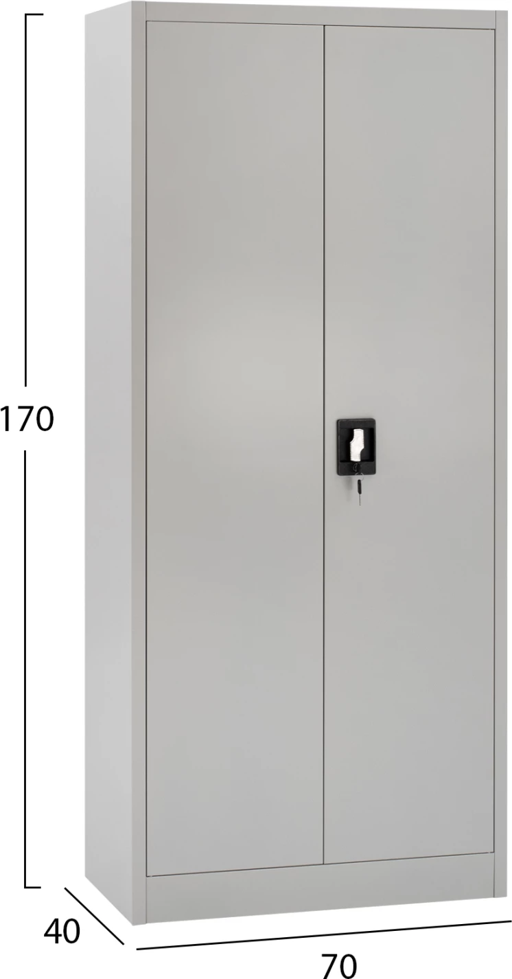 Dollap metalik dykanatësh, ngjyrë gri e çelët, HRONDA FH5749.21, me ndarës dhe çelës, 70x40x170cm