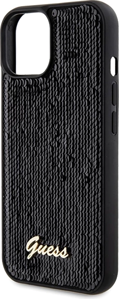 Mbështjellës Guess Sequin Script Metal për iPhone 13/14/15, i zi