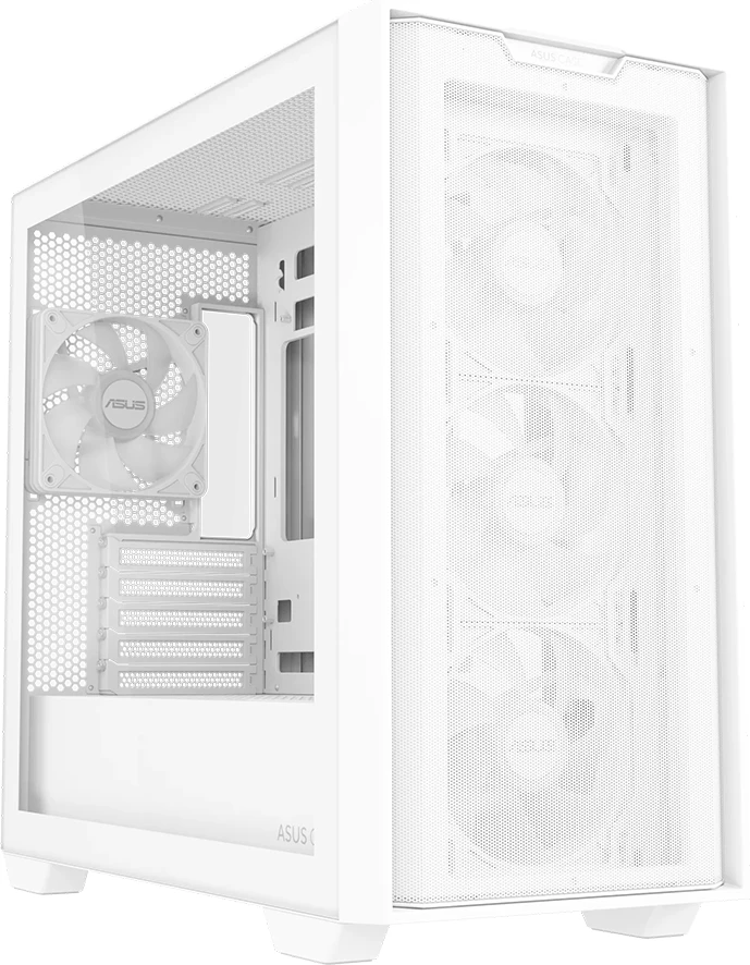 Kasë ASUS A21 PLUS microATX mini tower, tempered glass, 4x120mm ARGB fanë, radiator deri 360 mm, GPU deri 380 mm, e bardhë
