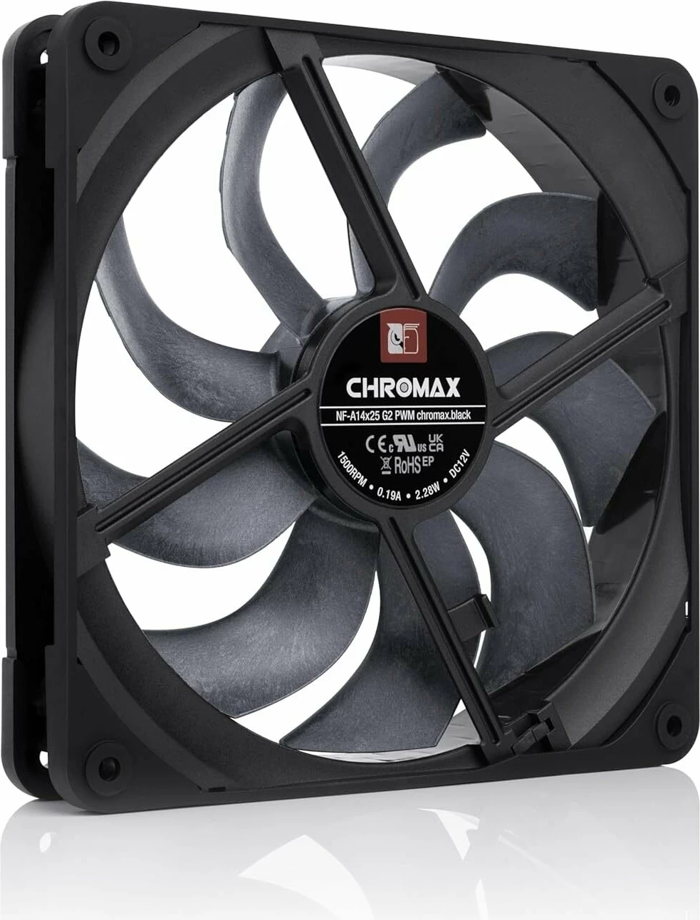 Ventilator kase Noctua NF-A14x25 G2 PWM chromax.black 140mm 25mm 4-pin PWM 1500rpm, i zi, 1 copë