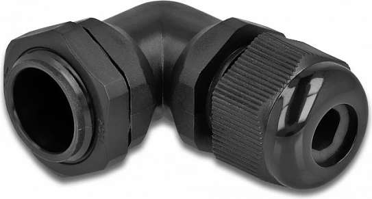Glandë kabllo DeLOCK PG11 90°, IP68, 5-10 mm, plastike, e zezë
