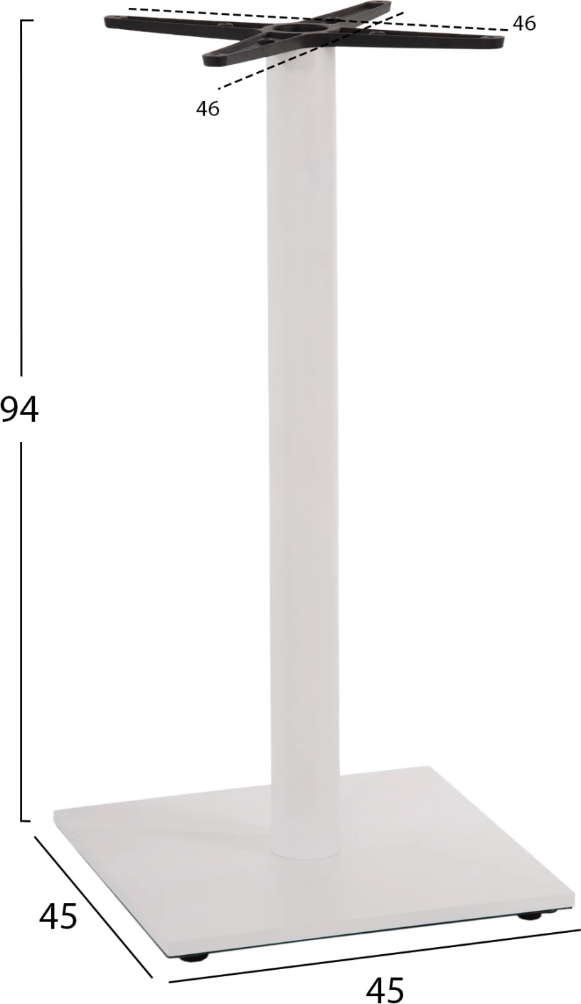 Baza për tavolinë bar, lartësi mesatare, metal mat i bardhë, FH474.02, 45x45x94H cm