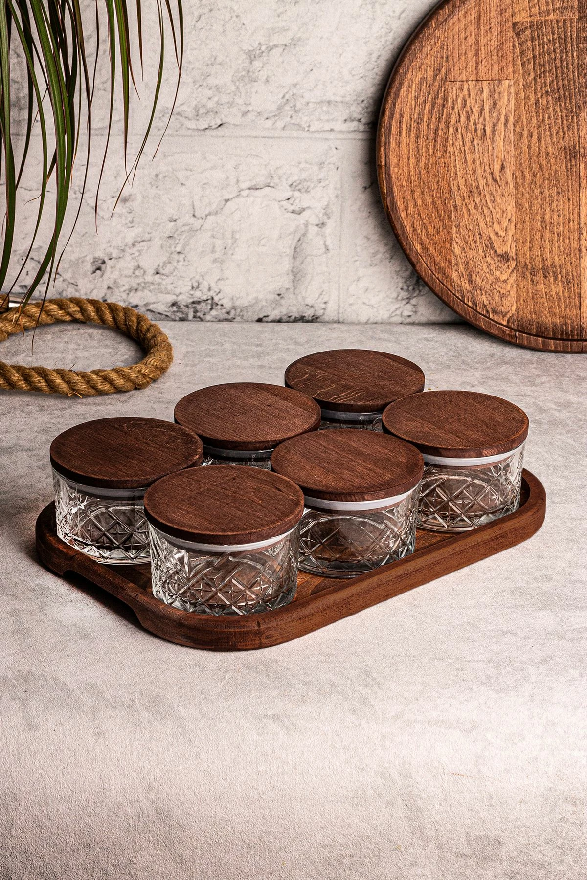 Set pjatash qelqi me kapak druri, 13 copë, Hermia Concept, Milla 6