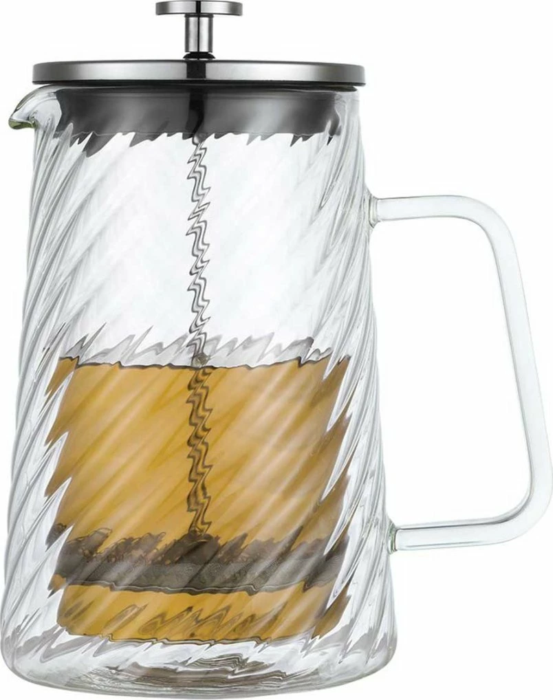 Infuzor me piston French press Klausberg KB-7764 1000 ml, xham borosilikat, dy-murësh, kapak rozë ari