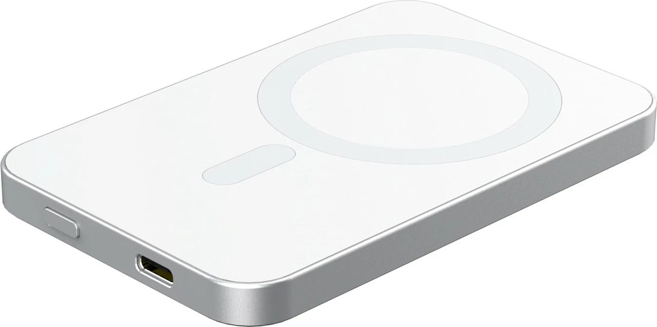 Powerbank RealPower PB-5000 Mag, 5000 mAh, karikim pa kabllo 15 W, MagSafe kompatibil, Silver