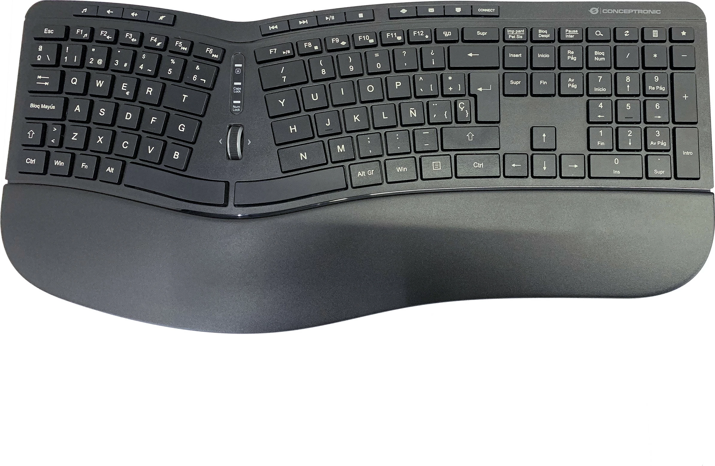 Set tastierë wireless Conceptronic, model ergo, layout spanjoll, me maus, e zezë