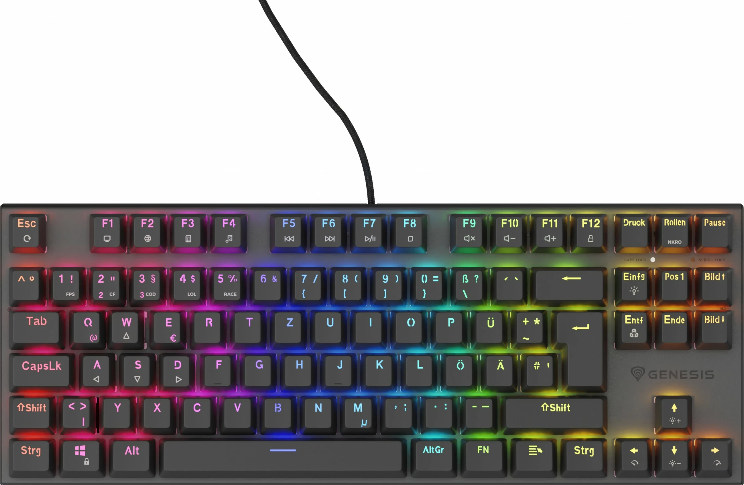 Tastierë gaming Genesis THOR 303 TKL, mekanike, RGB, QWERTZ, e zezë
