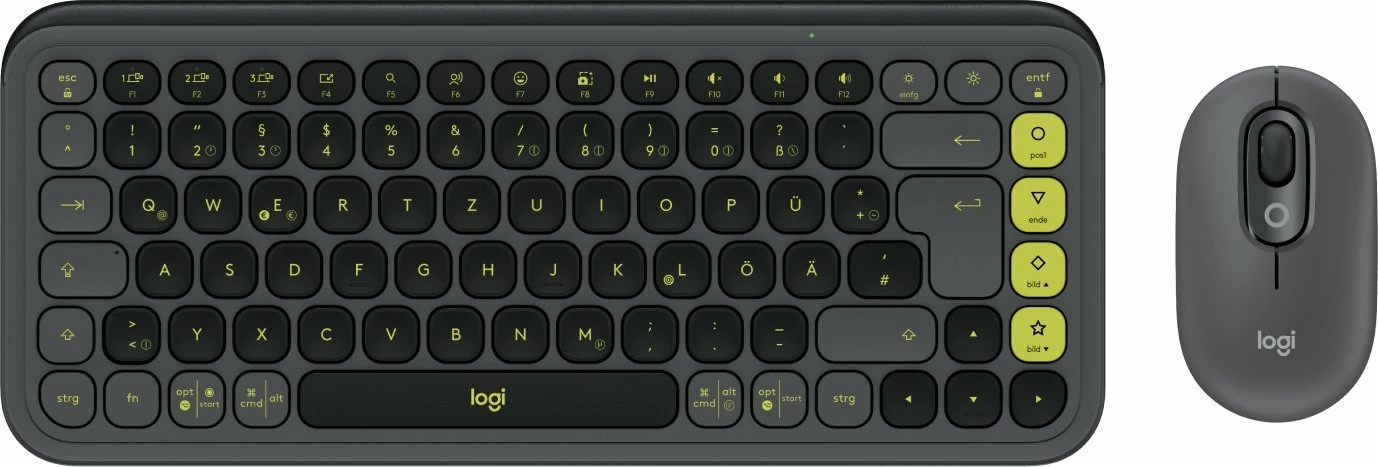 Combo tastierë + maus Bluetooth Logitech POP Icon 920-013106, layout gjerman (DE), pa numpad, Graphite-Green