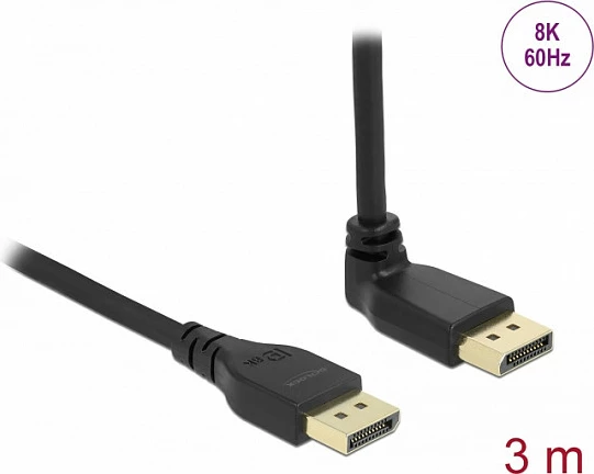 Kabllo DisplayPort DeLOCK 3m, DP 1.4, 8K/60Hz, 32.4Gbps, e zezë