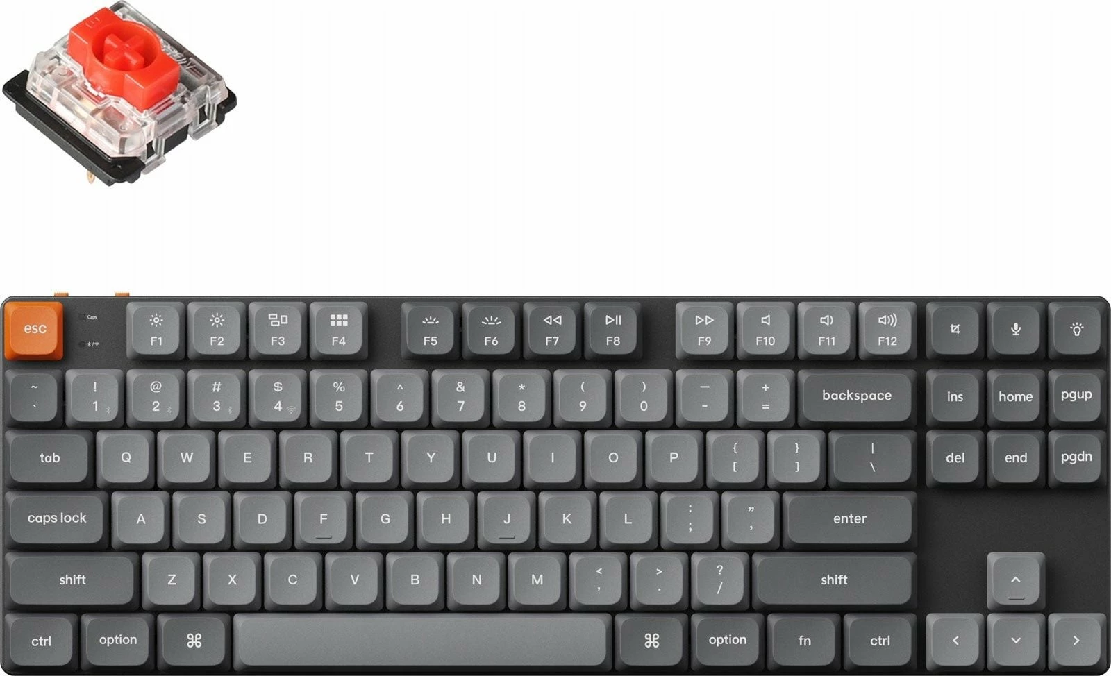Tastierë mekanike Keychron K1 Max K1M-H1, QMK/VIA, Gateron Red, TKL 80%, RGB, USB/Bluetooth/2.4GHz, US layout, e zezë