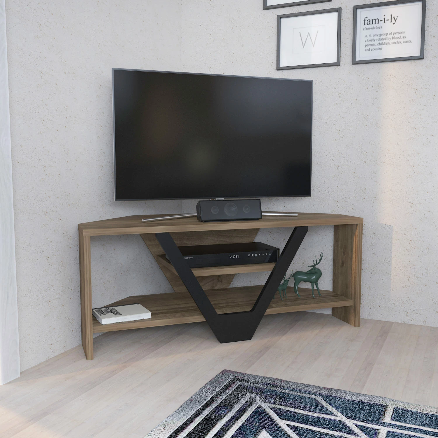 Komodë TV Hanah Home, Karin, ngjyrë arre, e zezë