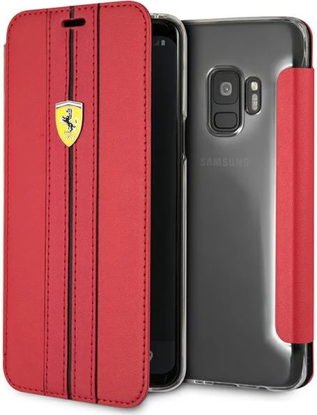 Mbështjellës Ferrari Urban Book për Samsung Galaxy S9, lëkurë, i kuq