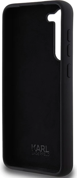 Mbështjellës Karl Lagerfeld Silicone Karl&Choupette Metal Pin për Samsung Galaxy S24+, i zi