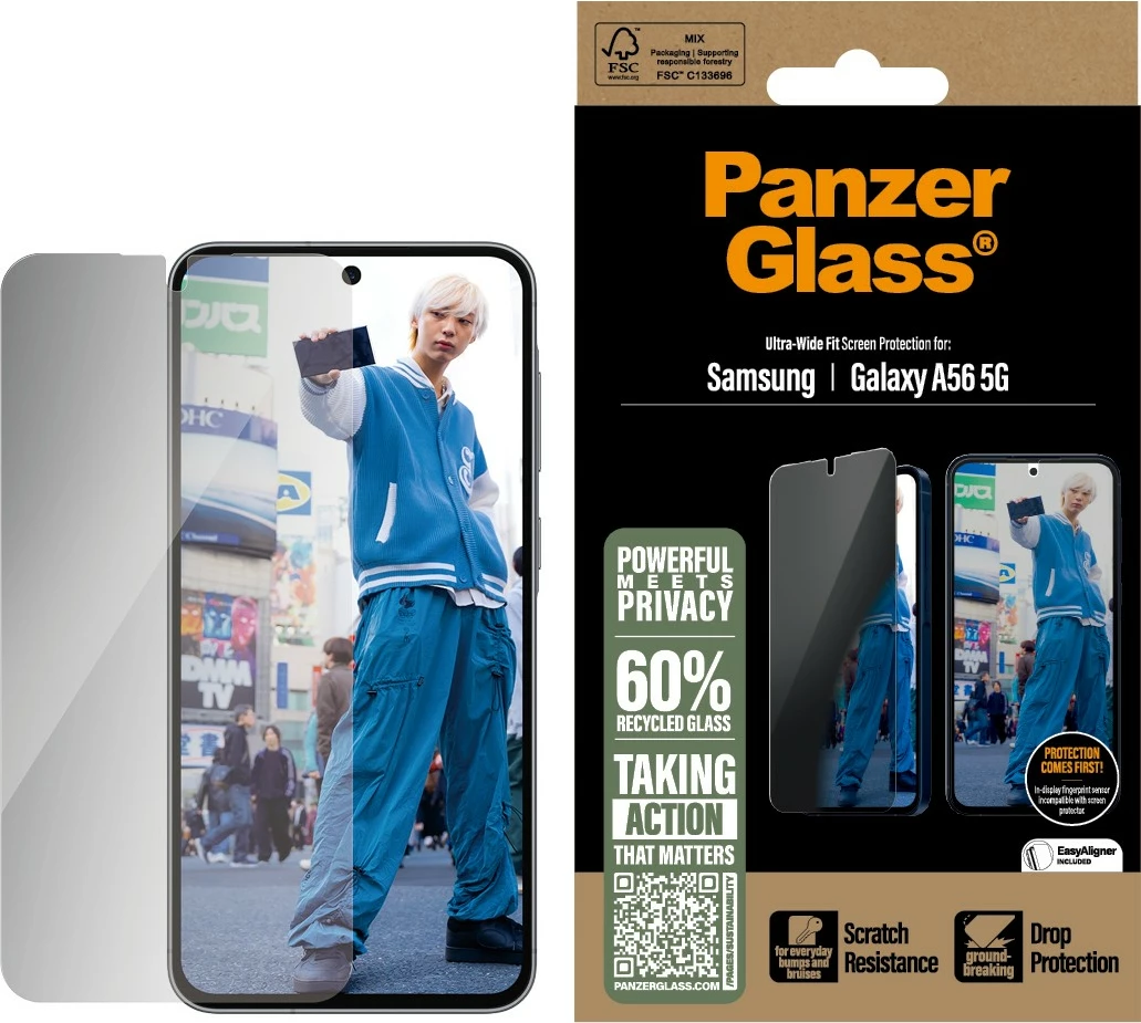 Mbështjellës privacy PanzerGlass për Samsung Galaxy A56 5G Ultra, transparent