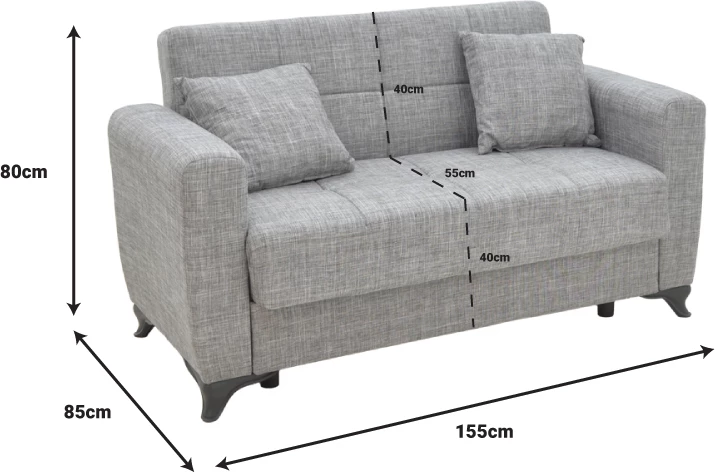 Divan-krevat dy vendësh me hapësirë për depo, krem, Modesto, 155x85x80cm