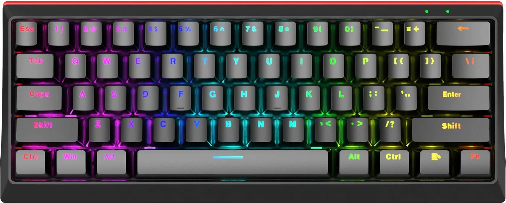 Tastierë gaming Marvo KG962G EN-R 60% mekanike me switche të kuq, RGB, USB, e zezë
