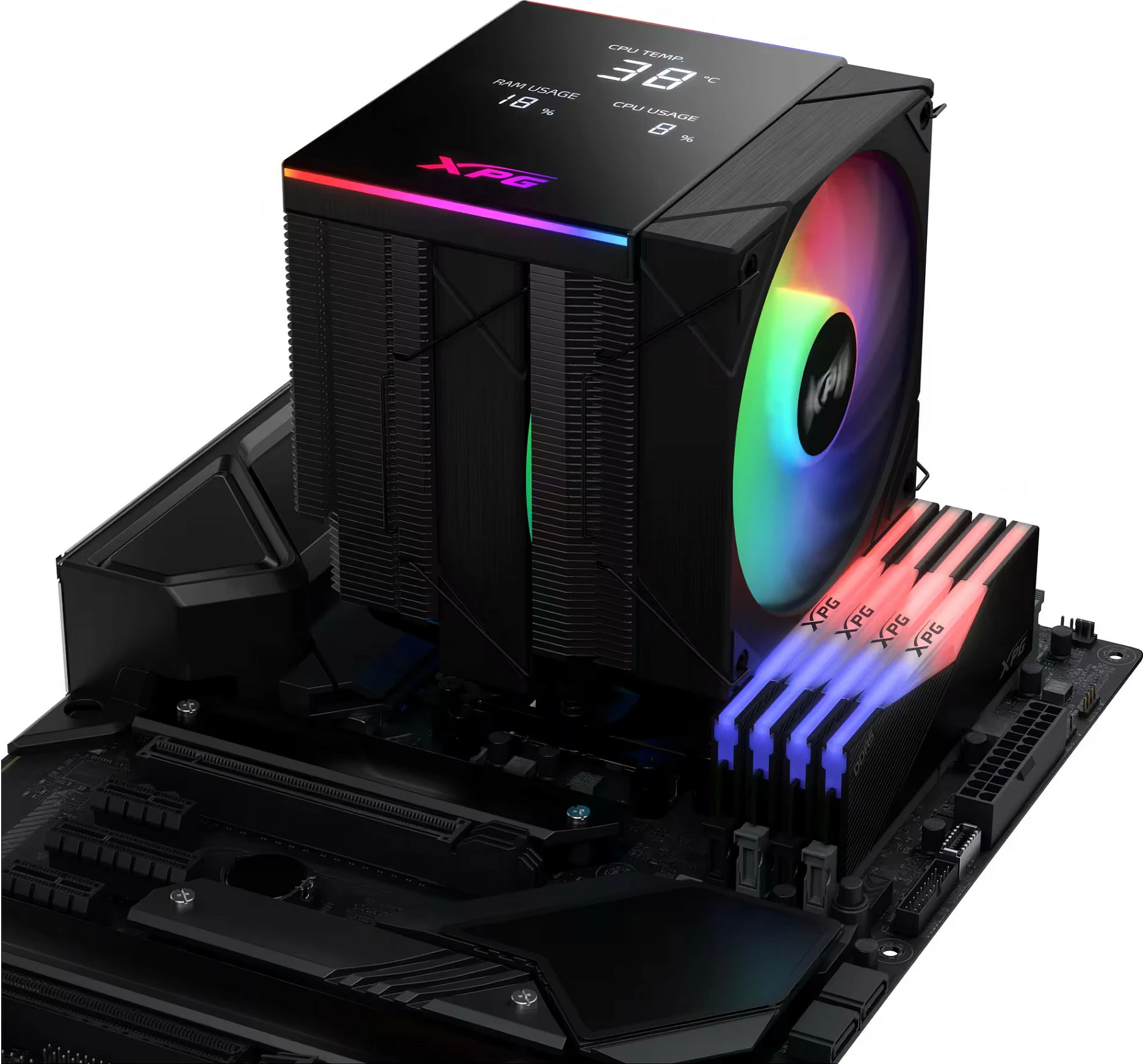 Ftohës CPU XPG MAESTRO PLUS 62DA, air cooler 120mm, ARGB, panel digjital, i zi