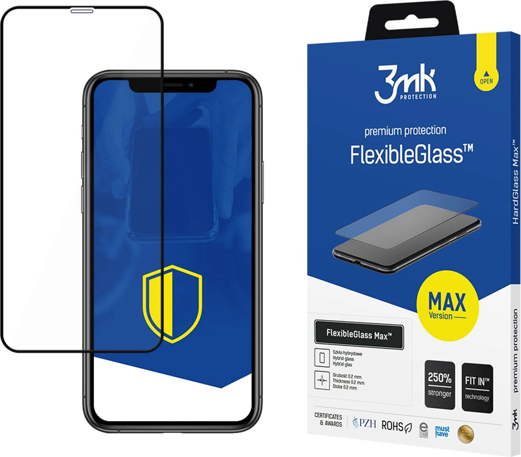 Xham hibrid mbrojtës për ekran, 3mk Protection FlexibleGlass Max, për iPhone X