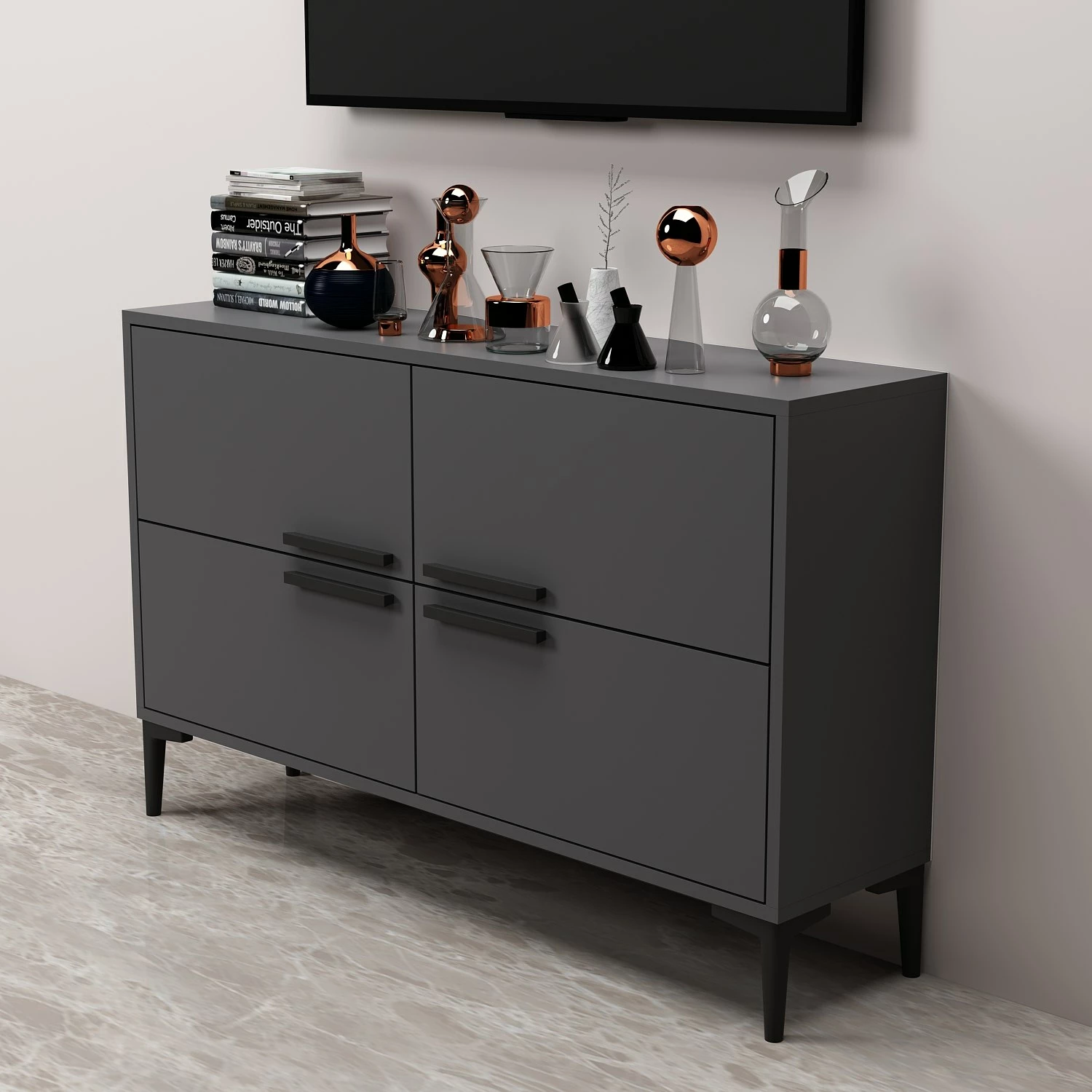 Komodë për TV Hanah Home, ngjyrë antracit