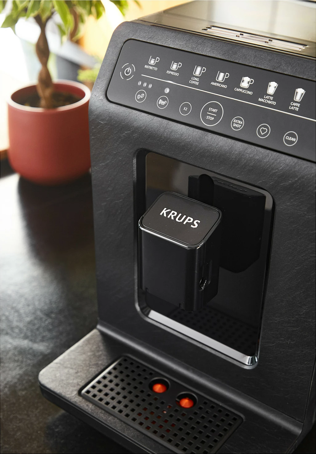 Aparat kafeje fully-automatik Krups Evidence ECOdesign, me mulli të integrum, 260 g, 2 filxhana, Slate