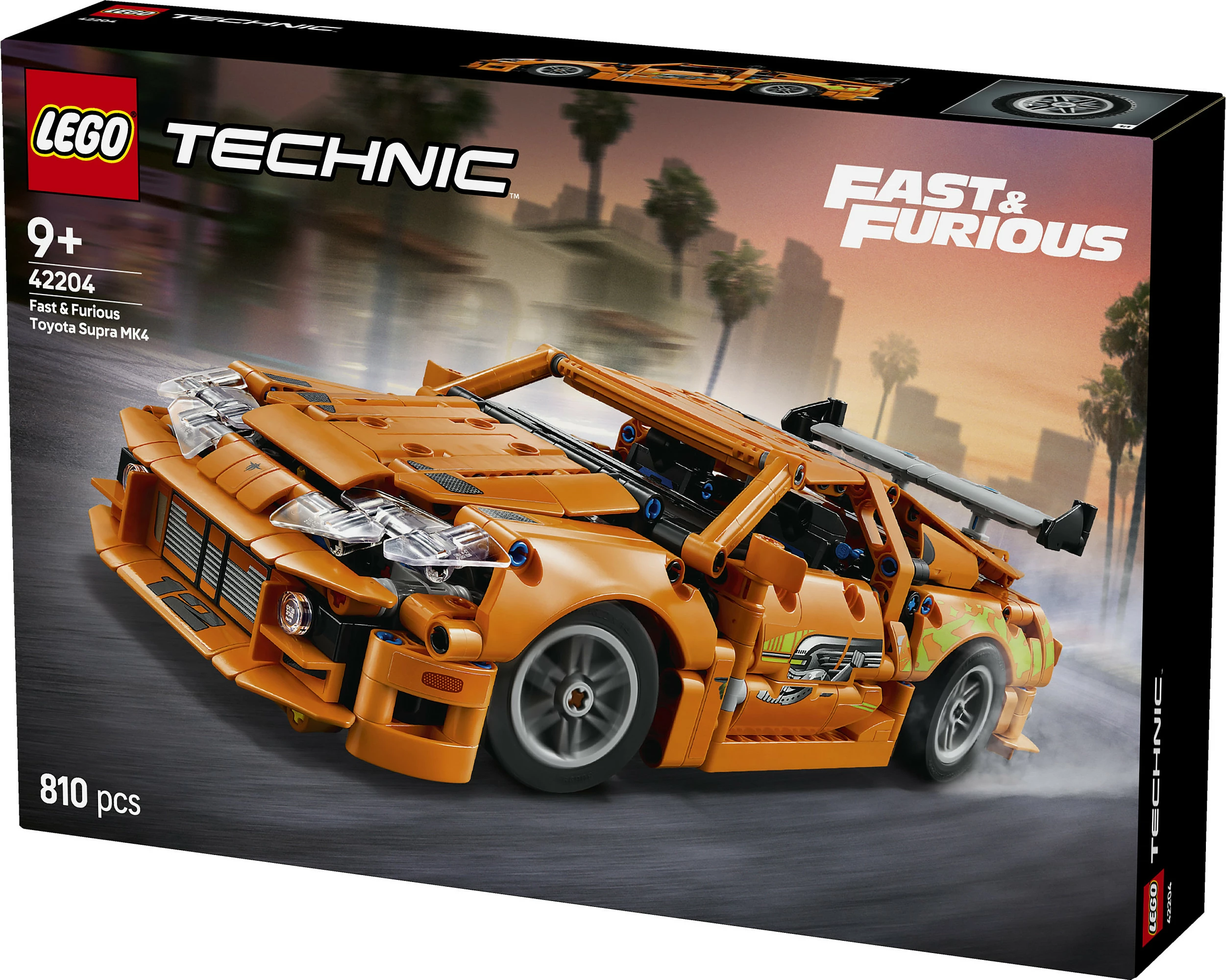 Set ndërtimi LEGO Fast and Furious Toyota Supra MK4, 810 pjesë, plastikë, shumëngjyrësh