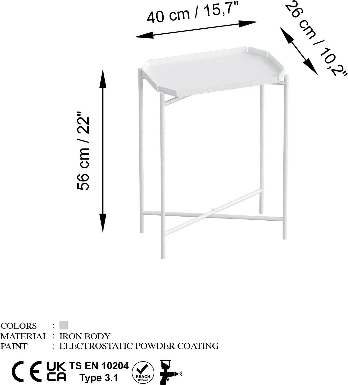 Tavolinë kafeje Hanah Home, SHB-009-B, e bardhë, metal