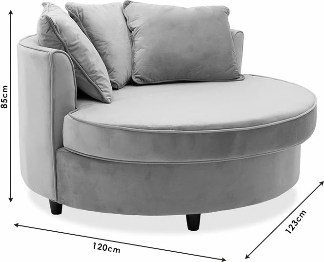 Fotel-sofë rrethore, kadife, ngjyrë mollë e kalbur, 123x120x85cm