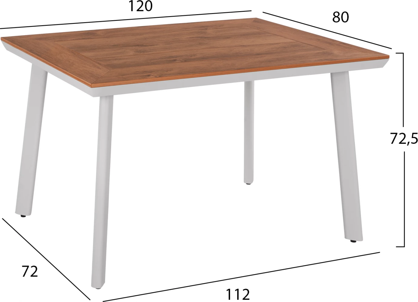 Set terase 5 pjesë, tavolinë e bardhë 120x80 dhe karrige me litar FH11534.01