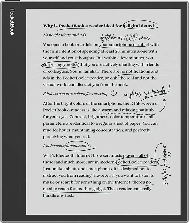 E-reader PocketBook InkPad Eo 10.3” E-Ink Kaleido 3 64GB Wi-Fi Mist Gray