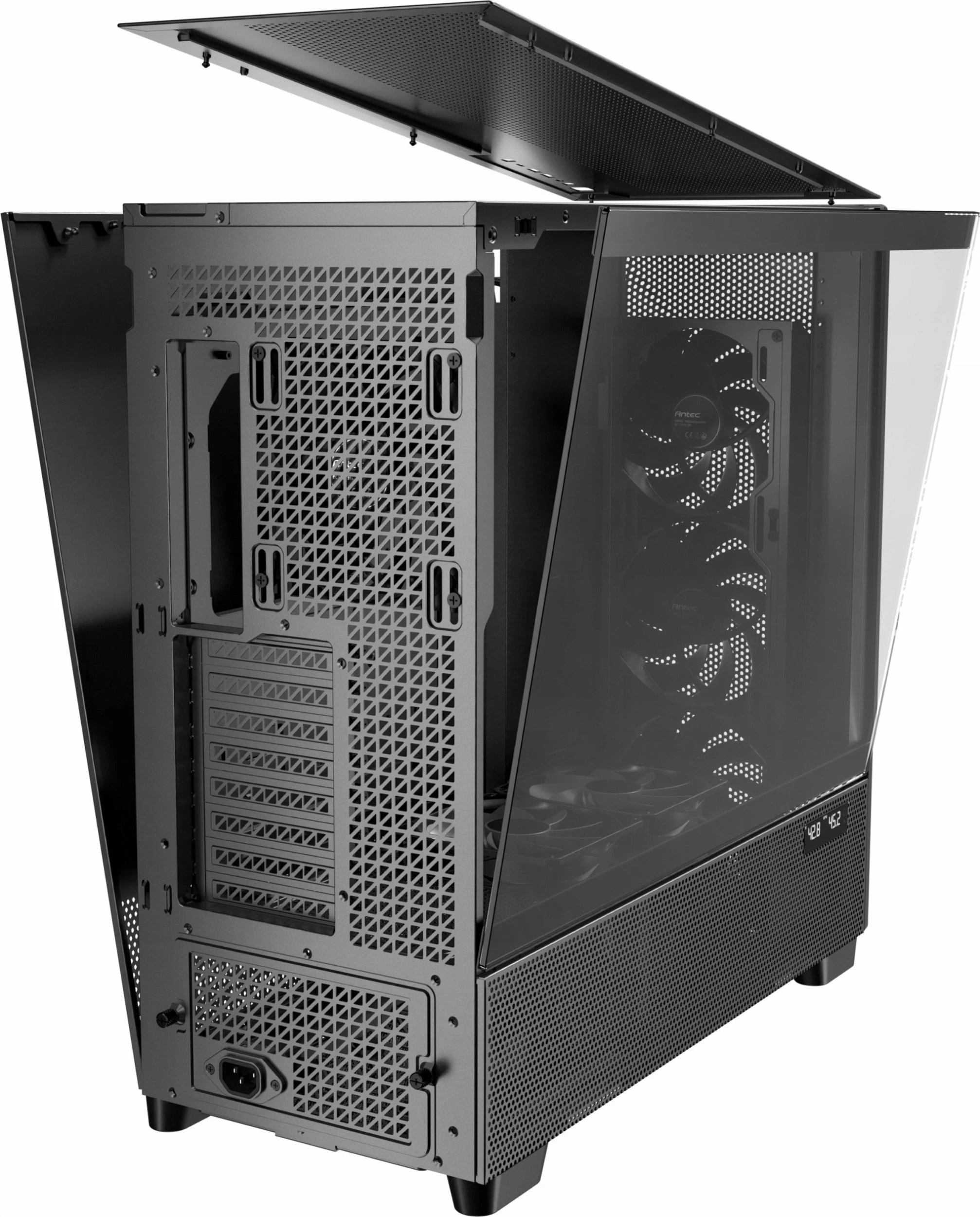 Kasë Antec Flux Pro Full Tower ATX/eATX, me xham të temperuar, USB-C, pa PSU, e zezë