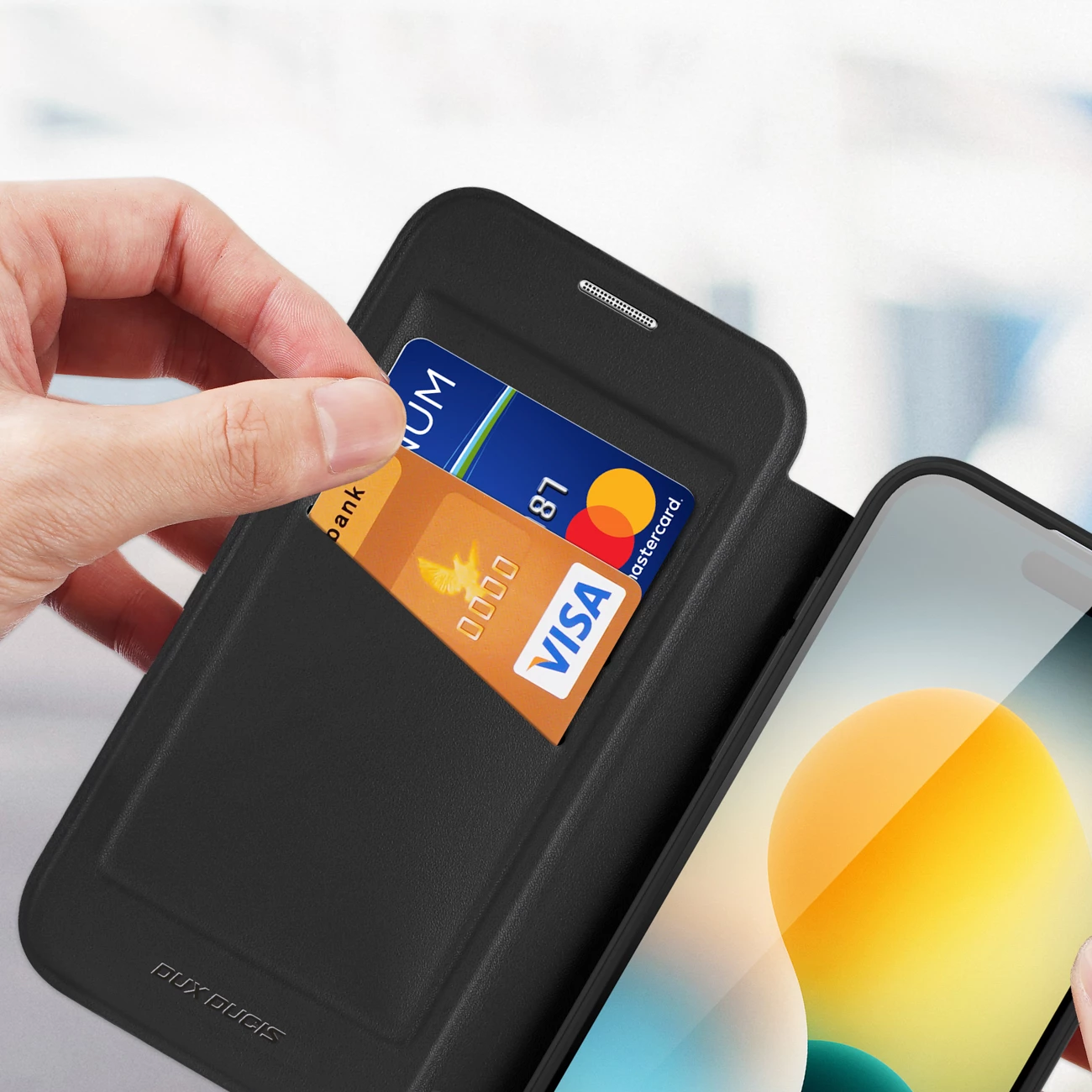 Mbështjellës Dux Ducis Skin X Pro për iPhone 17 Air, me portofol, MagSafe, e zezë