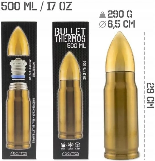 Termus FROSTER Bullet Brass 500 ml, Ngjyrë çeliku