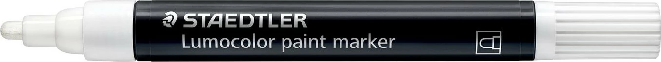 Marker STAEDTLER Lumocolor 349 C4, bullet tip, i bardhë/zi