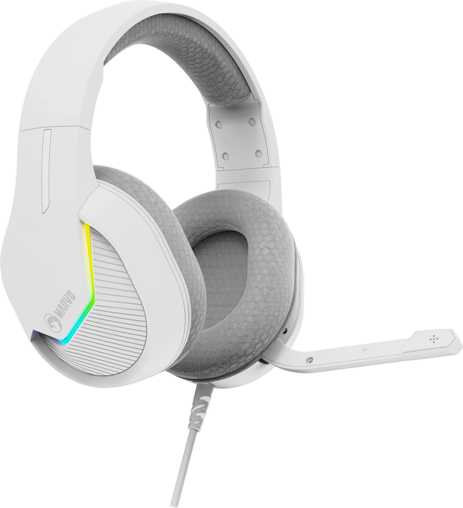 Kufje Marvo H8618 me mikrofon, RGB, me kabllo (USB/3.5 mm), të bardha