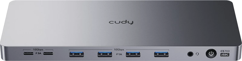 Dok USB-C Cudy CS700, Dual 4K, 10 Gbps, alumini, argjend