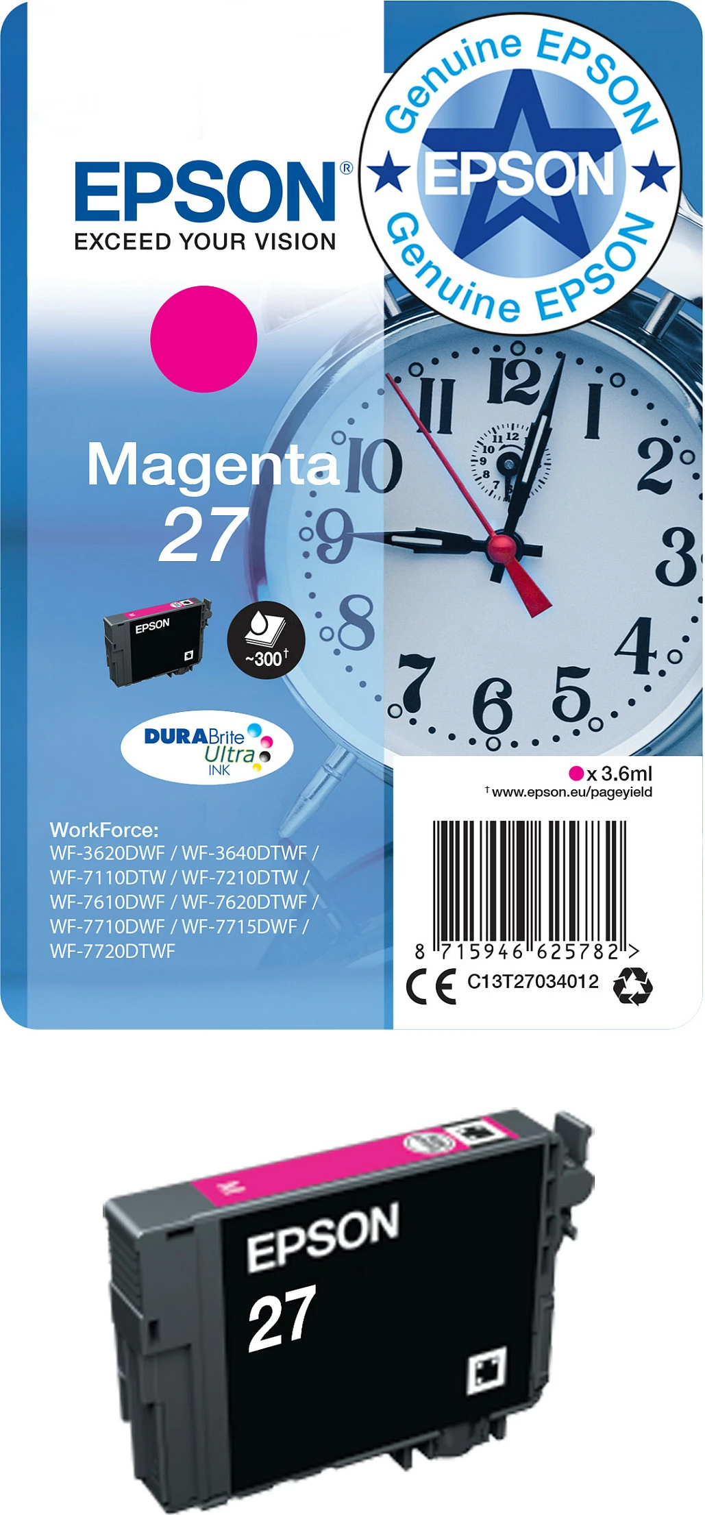 Kartrixh boje Epson 27XL C13T27134010, Magenta