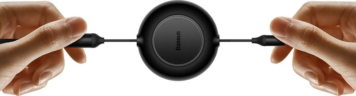 Kabllo USB Baseus Bright Mirror 2 CAMJ010101 3-në-1 retraktile 1.1 m 66W USB-A në USB-C/microUSB/Lightning, e zezë