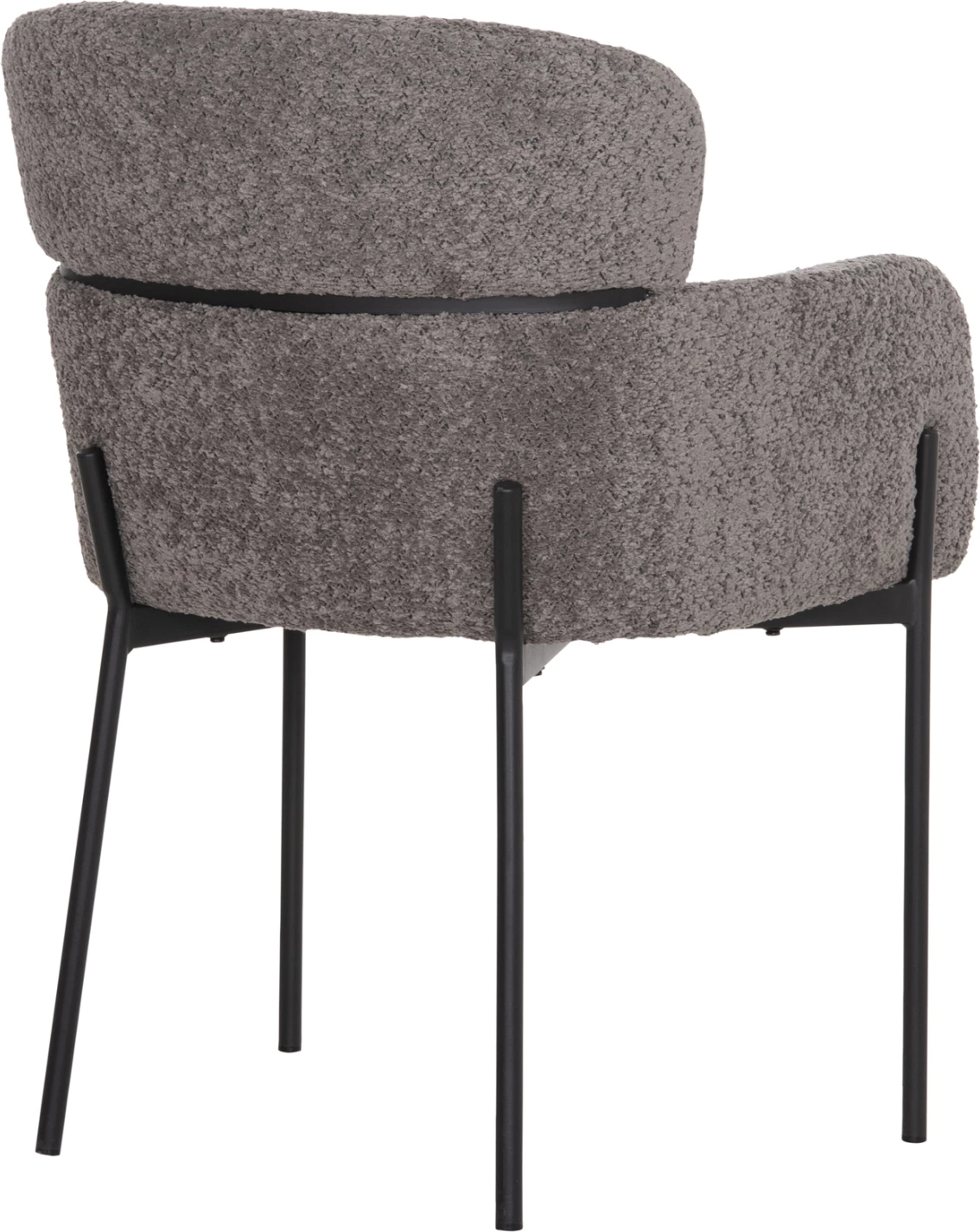 Karrige WOLF FH8583.01, stof boucle gri, këmbë metalike të zeza, 58x58x80H cm., set prej 2 copësh