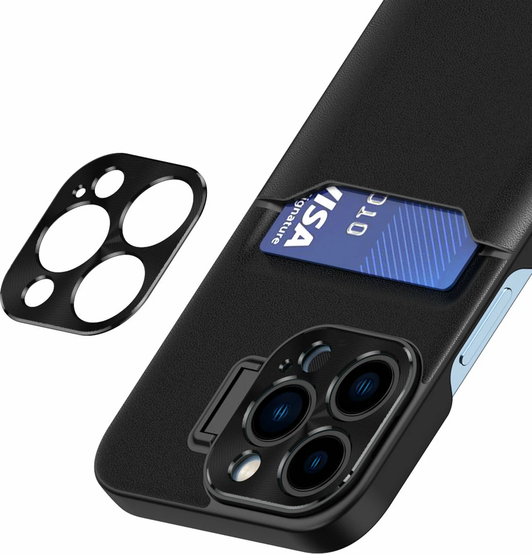 Mbështjellës Hurtel Leather Stand Case për Samsung Galaxy S23, me xhep për kartela, me qëndrim, e zezë