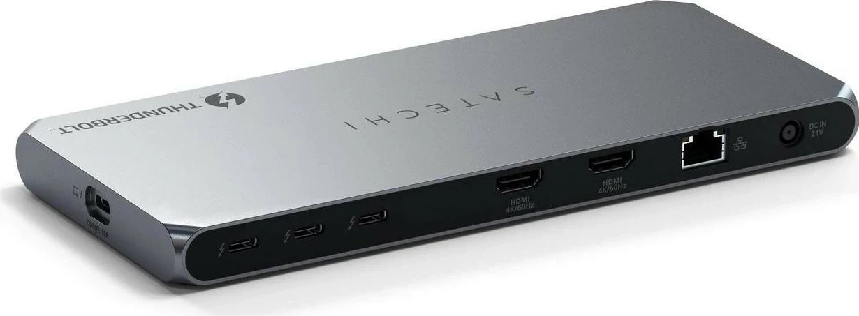 Docking station Satechi Thunderbolt 4, 2x USB-A, 2x HDMI, Ethernet, ngjyrë argjendi