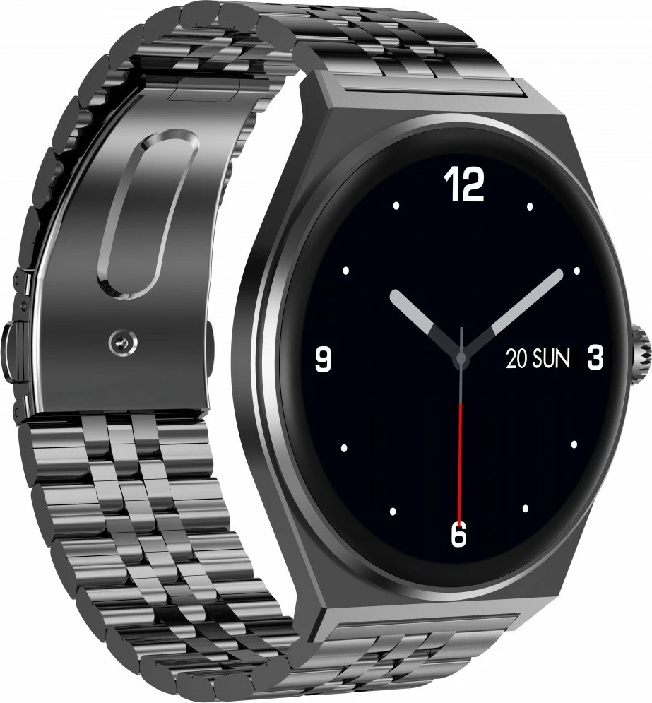 Smartwatch EcoWatch EW05, 1.43'' AMOLED, 200 mAh, i zi, set me rrip silikoni dhe metalik